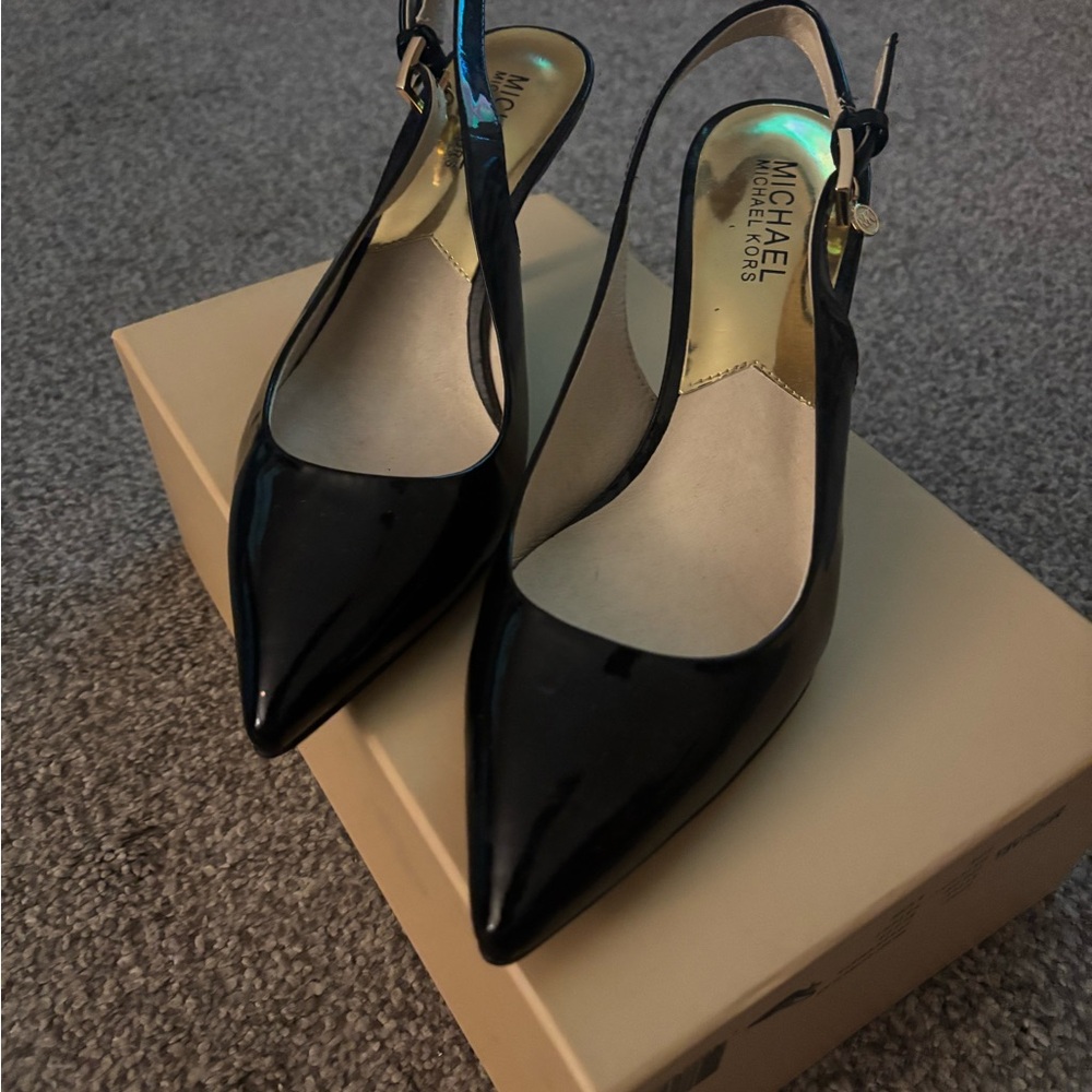 Michael Kors Black Patent Slingback Heels - Picture 2 of 8